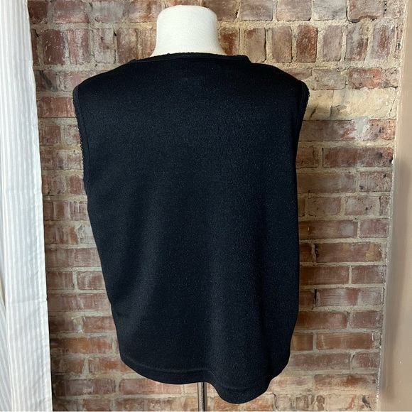 Vintage Floral Embroidered Black Sleeveless Top/Tank -SizeXL -TP23 - Picture 4 of 8